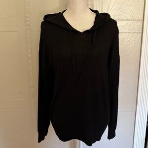 Luxury Cashmere Blend Black Hoodie Sweater Women’s Medium Soft Knit